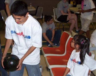 Siblings at Family Bowling Nite